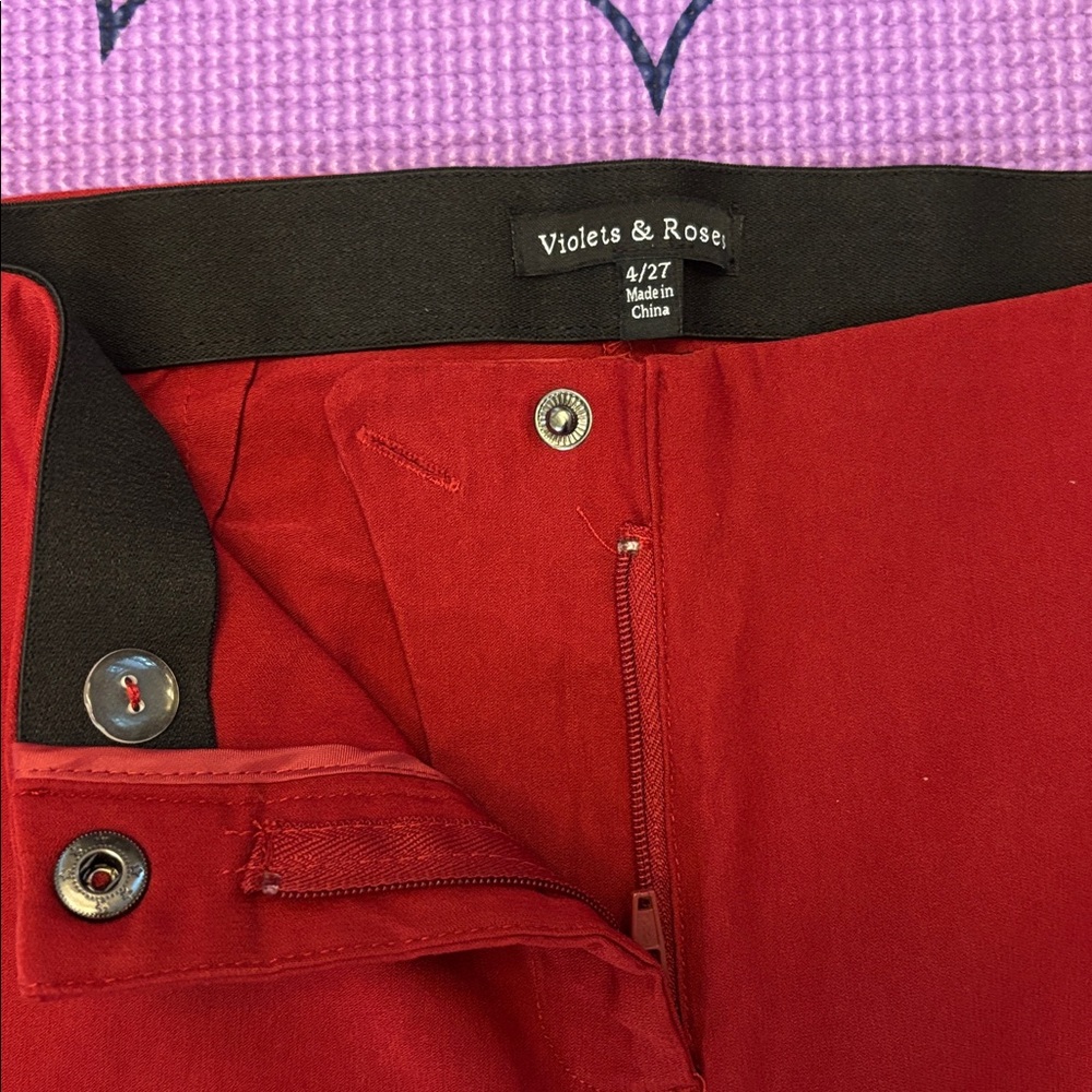 Violets & Roses Stylish Red Pants size 4/27 - Picture 3 of 6